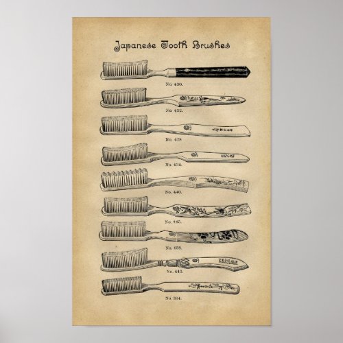 Vintage Toothbrushes Poster