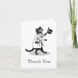 Vintage Top Hat Cat Custom Thank You Card