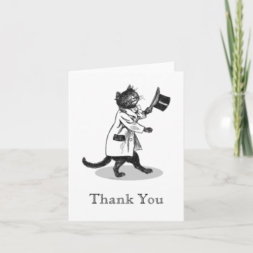 Vintage Top Hat Cat Custom Thank You Card