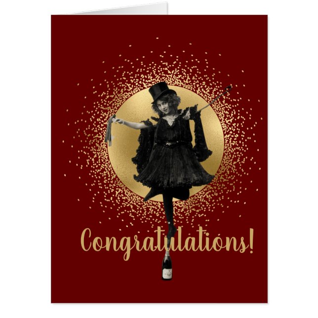 Vintage Top Hat Dancer Congratulations BIG Card (Front)