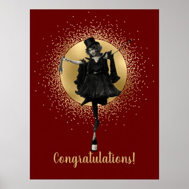 Vintage Top Hat Dancer Congratulations  Poster (Front)