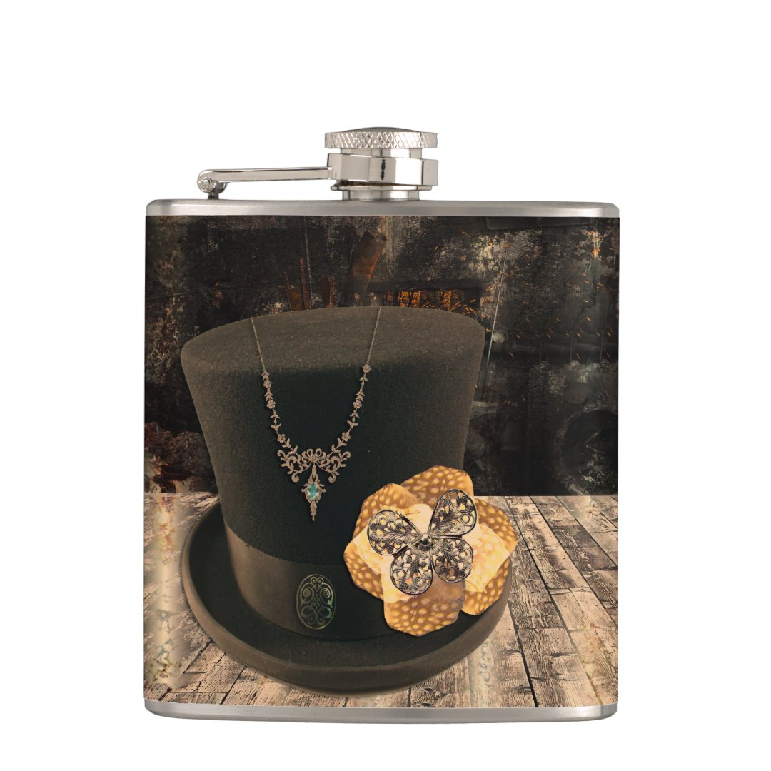 Vintage Top Hat Drinking Flask Zazzle