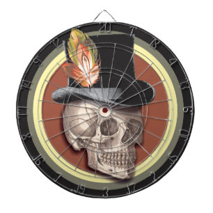 Vintage Top Hat Skull Dartboard