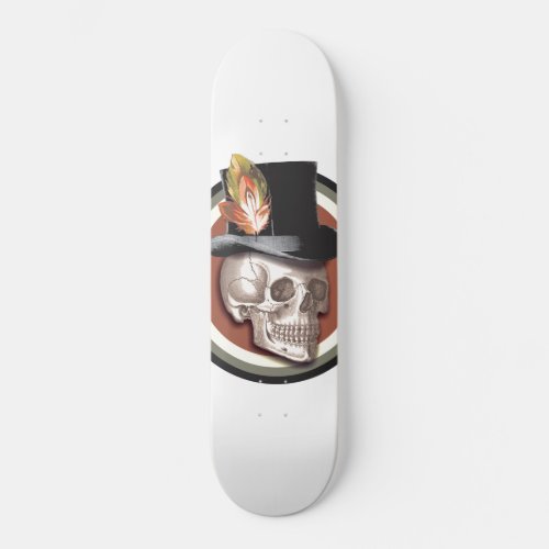 Vintage Top Hat Skull Skateboard