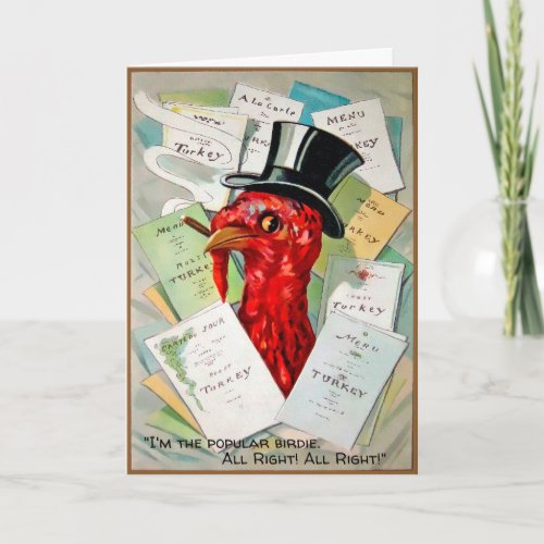 Vintage Top Hat Turkey Holiday Card