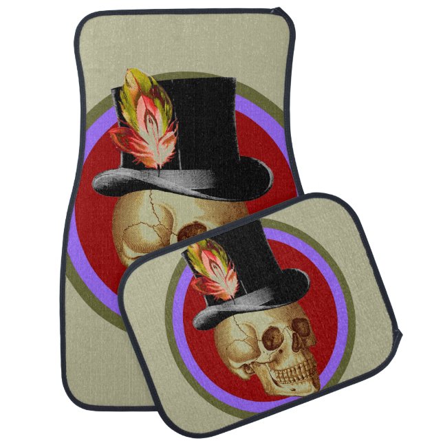 Vintage Tophat Skull Car Mat (Set)