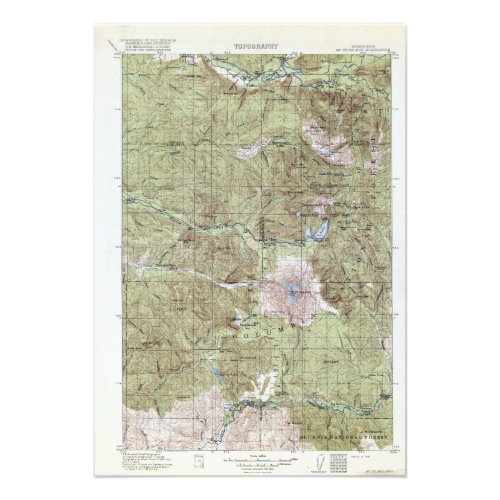 Vintage Topographical Map Mount Saint Helens Photo Print