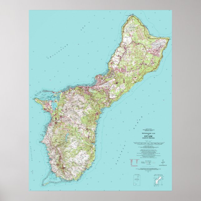 Vintage Topographical Map of Guam Poster (Front)