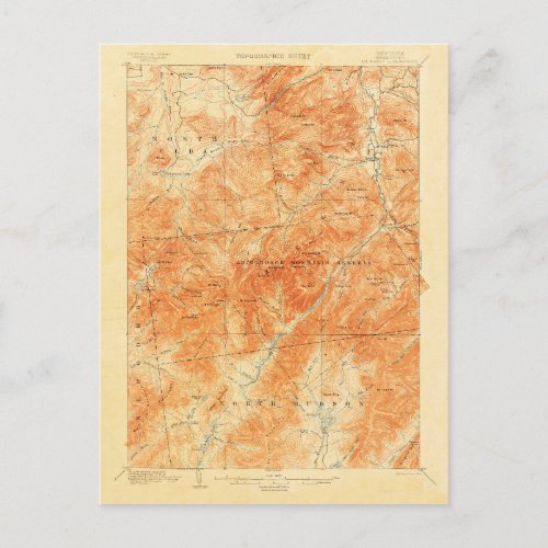 Vintage Topographical Mount Marcy New York Map Postcard
