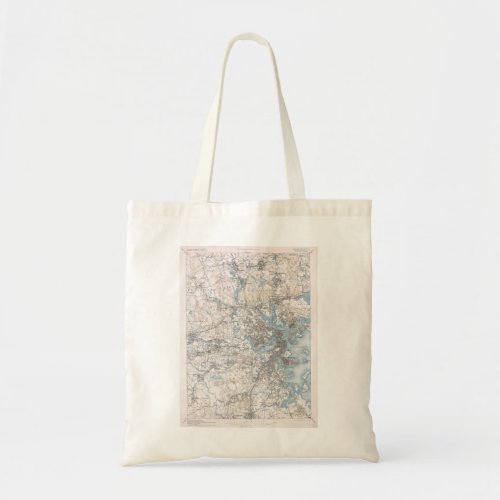 Vintage Topographical Survey Boston Massachusetts Tote Bag