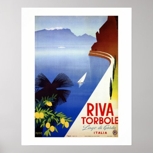 Vintage Torbole Riva Lake Garda Italian travel Poster