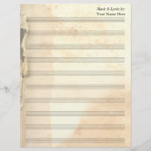 Vintage Torn Book Page Blank Sheet Music 10 Stave