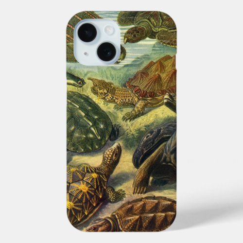 Vintage Tortoises and Sea Turtles by Ernst Haeckel iPhone 15 Case