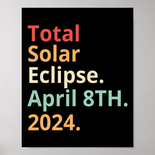Vintage Total Solar Eclipse April 8 2024  Poster