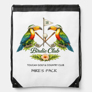 Vintage Toucan Birdie Club Personalized Golf Drawstring Bag