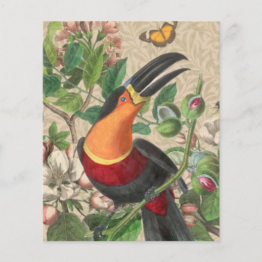 Vintage Toucan Botanical Collage William Morris (Front)