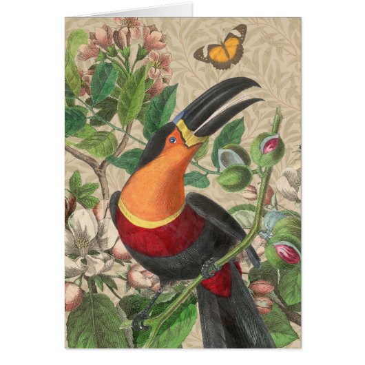 Vintage Toucan Botanical Collage William Morris (Front)
