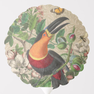 Vintage Toucan Botanical Collage William Morris Balloon