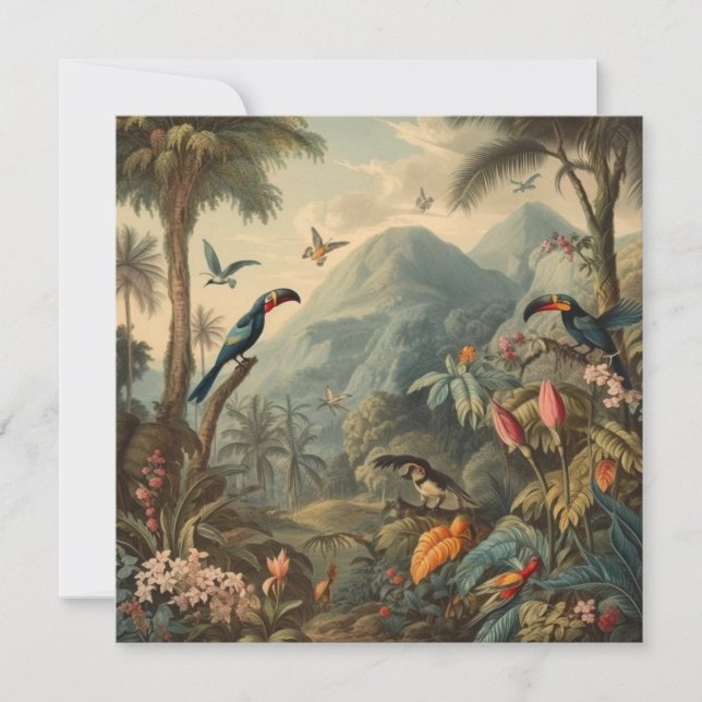 Vintage Toucan & Orchid Rainforest Botanical  (Front)