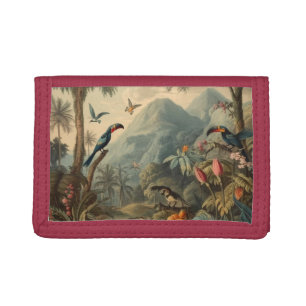 Vintage Toucan Tropical Botanical Art  Tri-fold Wallet