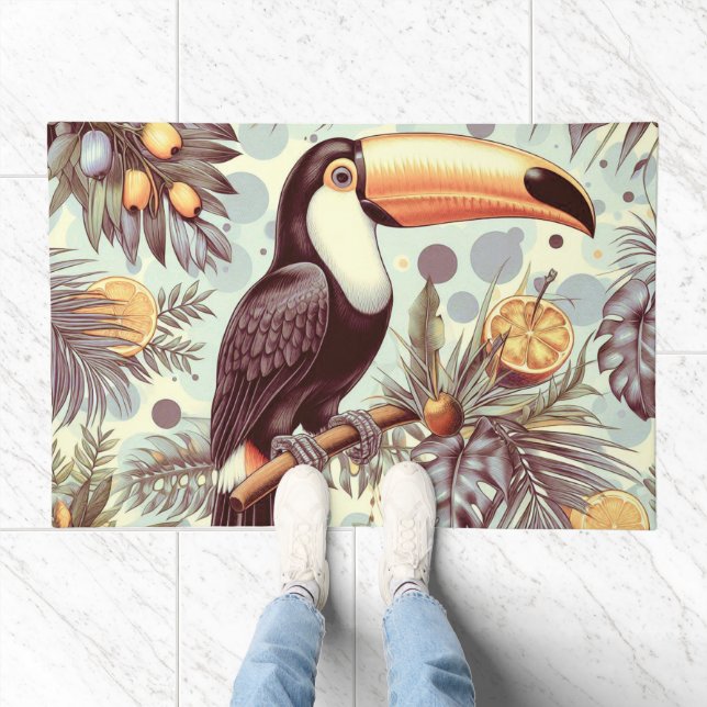 Vintage Toucan Tropical Pattern Doormat (Indoor)