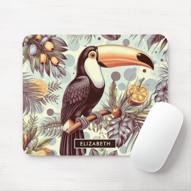 Vintage Toucan Tropical Pattern Mouse Pad (With Mouse)