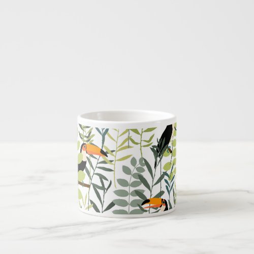 Vintage Toucans Green Leaves Pattern Espresso Cup