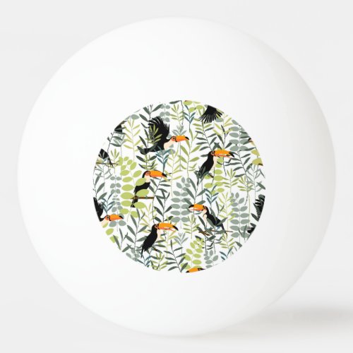 Vintage Toucans Green Leaves Pattern Ping Pong Ball