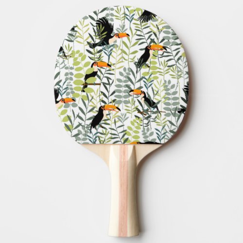Vintage Toucans Green Leaves Pattern Ping Pong Paddle