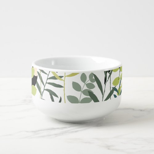 Vintage Toucans Green Leaves Pattern Soup Mug