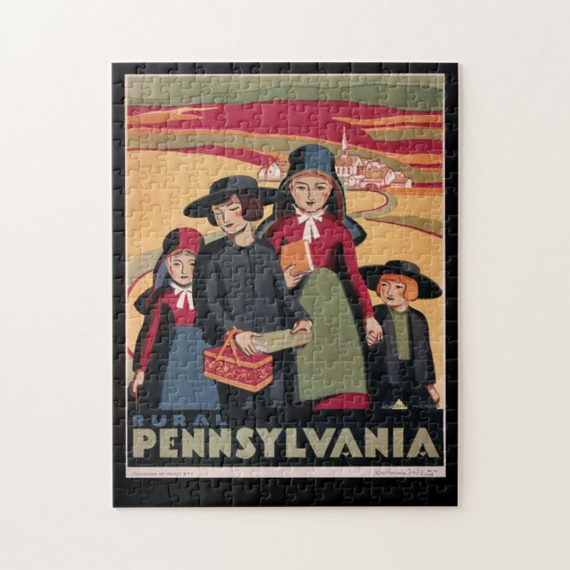 Vintage Tourism Rural Pennsylvania Amish Jigsaw Puzzle (Vertical)