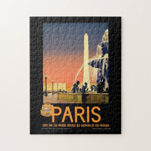 Vintage Tourism Travel Poster Paris Monuments Jigsaw Puzzle