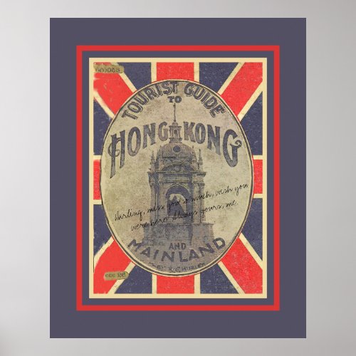 Vintage Tourist Guide to Hong Kong with Union Jack Poster