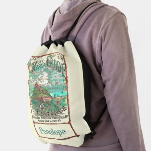 Vintage Tourist Guide to Penzance Travel   Drawstring Bag
