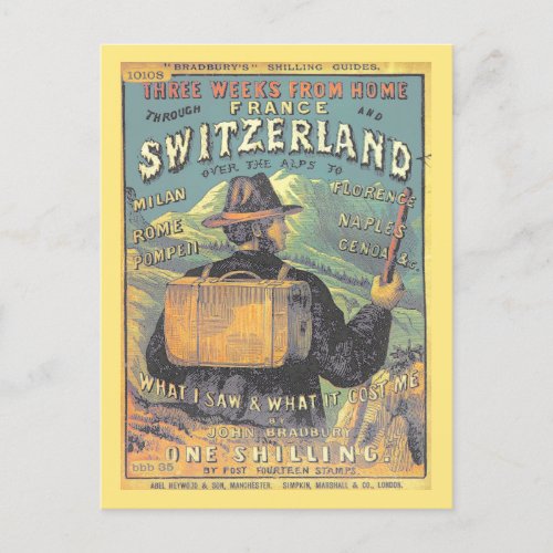 Vintage Tourist Guide to Switzerland and the Alps Postcard