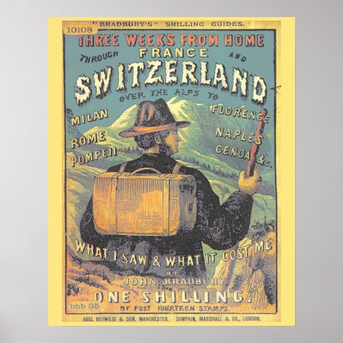 Vintage Tourist Guide to Switzerland Cover Art Poster