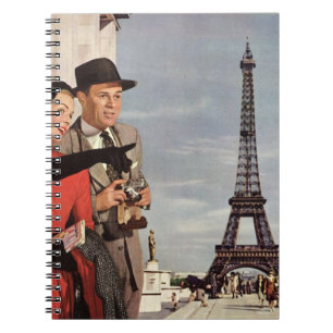 Vintage Tourists at Eiffel Tower, Paris Vacation Notebook