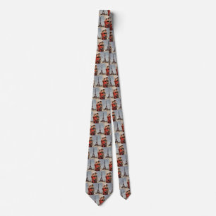 Vintage Tourists Traveling in Paris Eiffel Tower Neck Tie