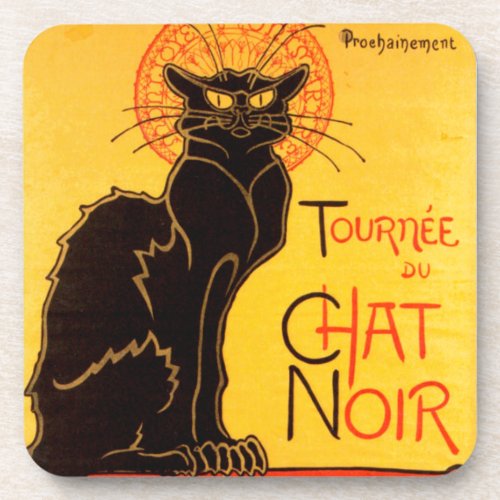 Vintage Tournee de Chat Noir Black Cat Beverage Coaster