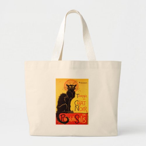 Vintage Tournee de Chat Noir Black Cat Large Tote Bag