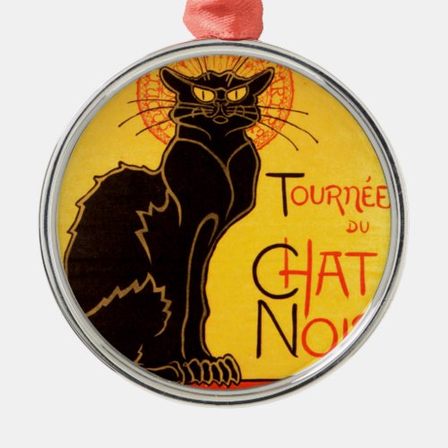 Vintage Tournee de Chat Noir Black Cat Metal Ornament