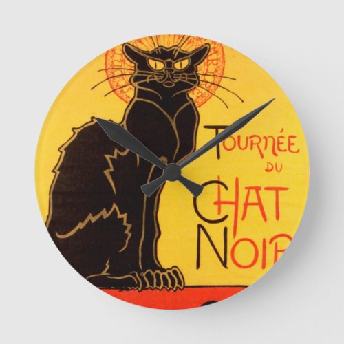 Vintage Tournee de Chat Noir Black Cat Round Clock