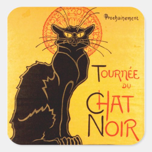 Vintage Tournee de Chat Noir Black Cat Square Sticker
