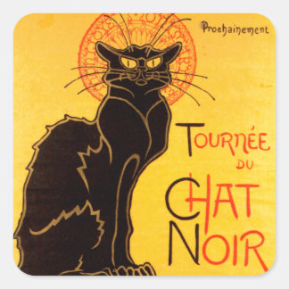 Vintage Tournee de Chat Noir Black Cat Square Sticker