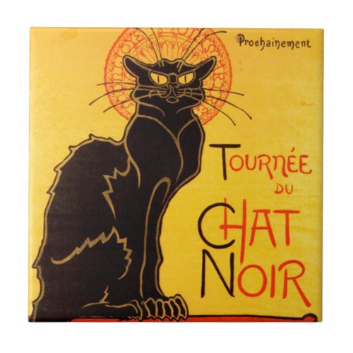 Vintage Tournee de Chat Noir Black Cat Tile