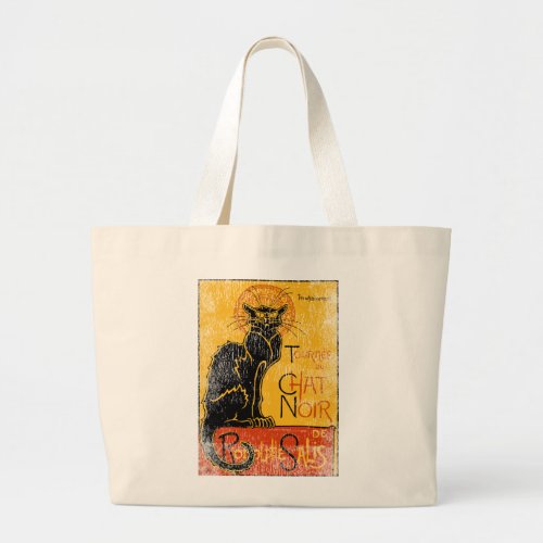 Vintage Tournee du Chat Noir Black Cat  Halloween Large Tote Bag