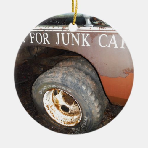 Vintage Tow Truck cash for junk Car Sign Ceramic Ornament
