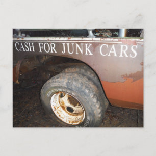 Vintage Tow Truck cash for junk Car Sign Postcard