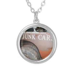 Vintage Tow Truck cash for junk Car Sign Silver Plated Necklace