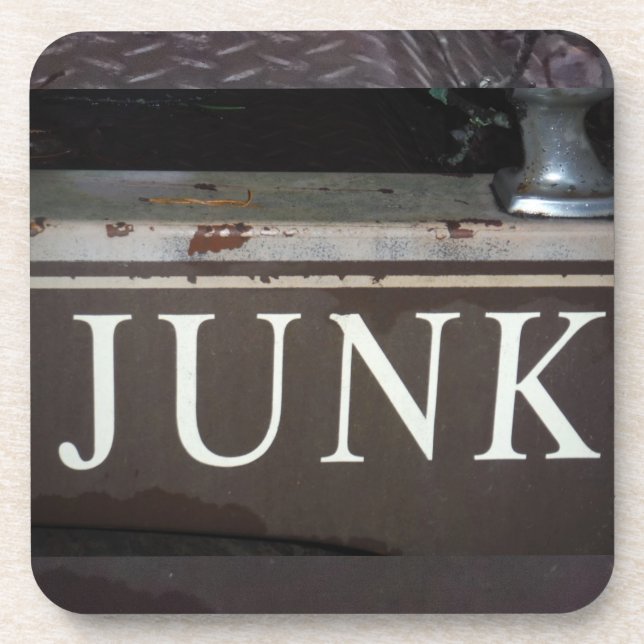 Vintage Tow Truck JUNK SIGN Drink Coaster (Front)